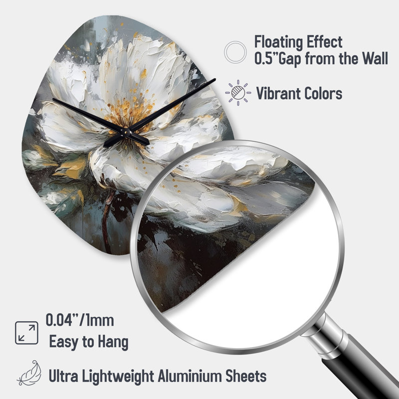 Horloge murale blanche en forme de pivoines vibrantes - Pivoine blanche, Petit