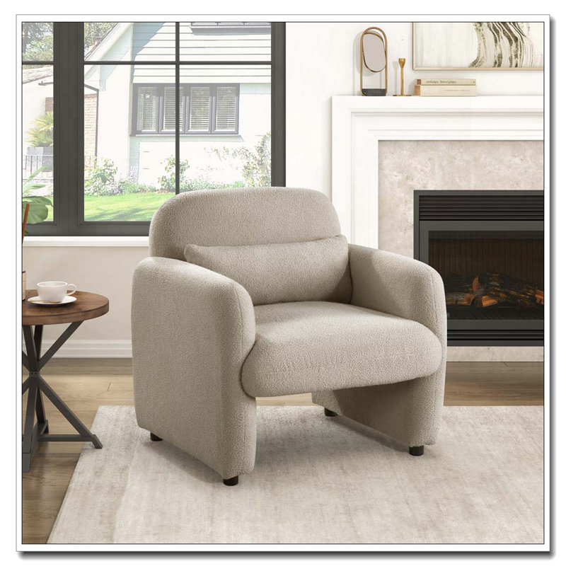 Fauteuil décoratif rembourré en tissu Boucle, Taupe