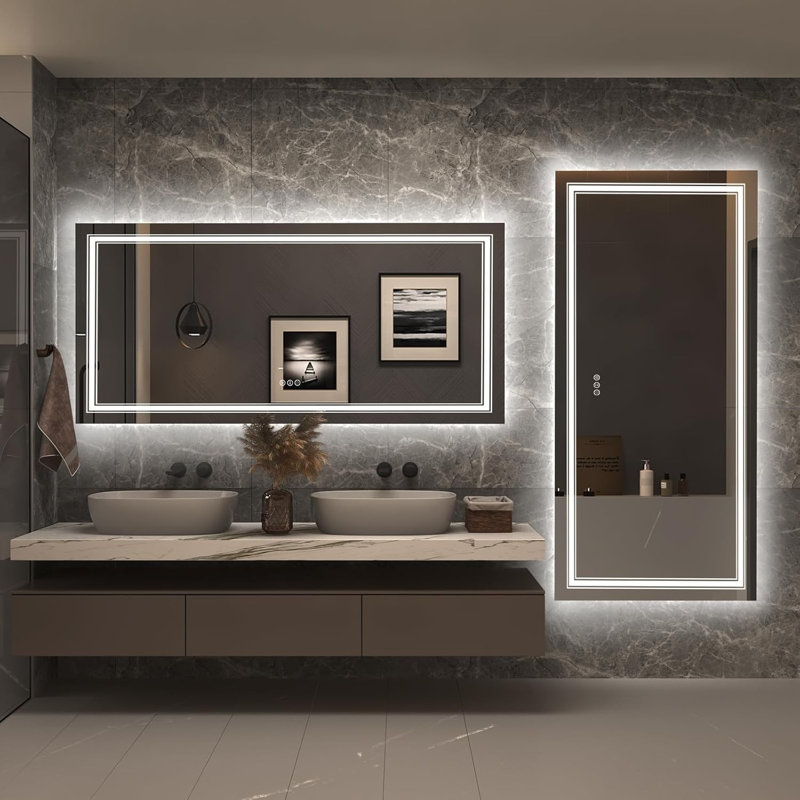 Miroir mural anti-buée, 36 po x 40 po, Blanc2