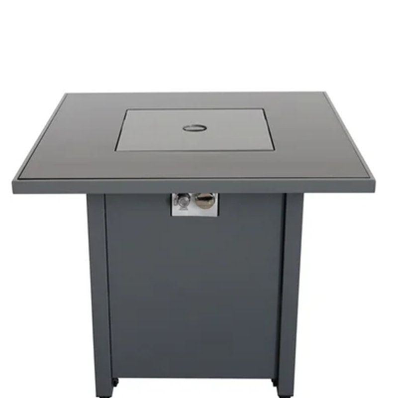 Foyer en métal thermolaqué 30 po avec surface en verre fumé, Gris
