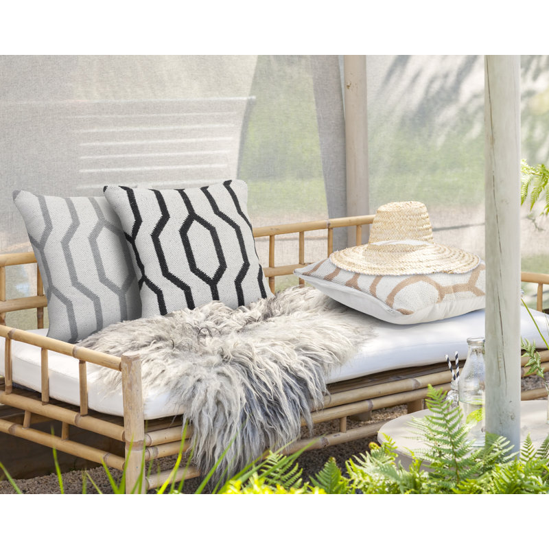 Housse de coussin carré 100% coton Silliman, Noir, Housse de coussin seulement - sans coussin