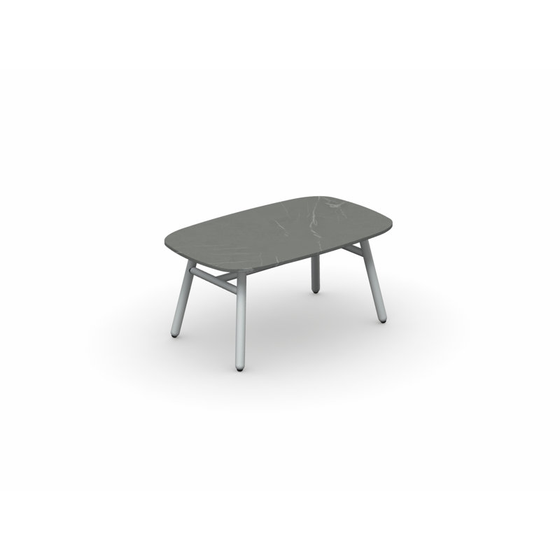 Yo Outdoor Coffee Table with Ceramic Top and Aluminum Frame, Porphyry Brown/Matt Optic White