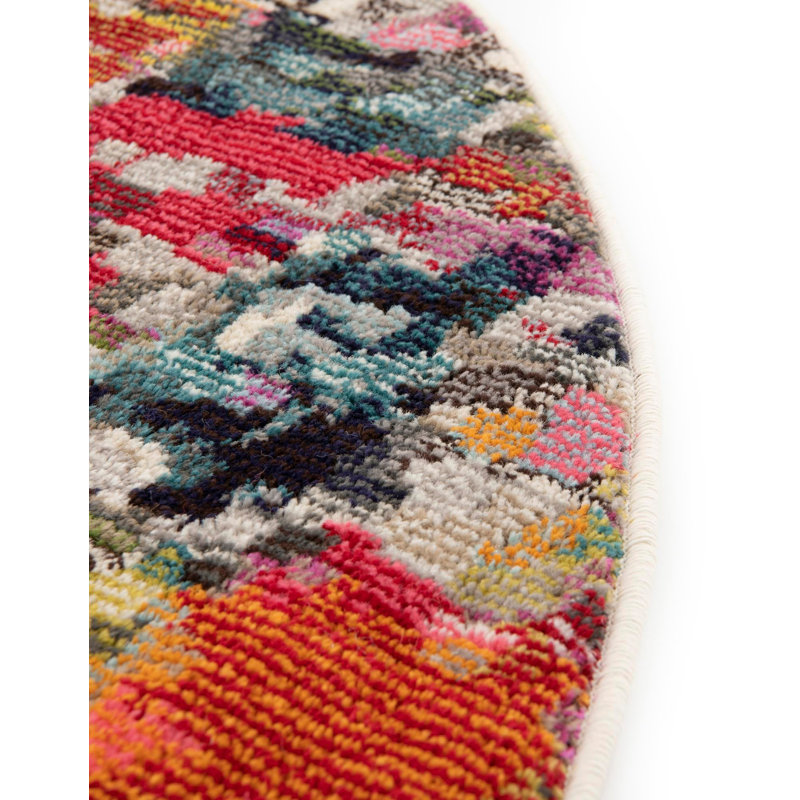 Rizer Washable Abstract Indoor Rug, Round 6'1"