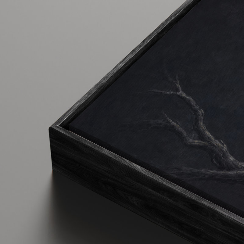 Reproduction d'art encadrée, héron blanc sur une branche sur fond sombre, Noir, H 24 po x l 36 po