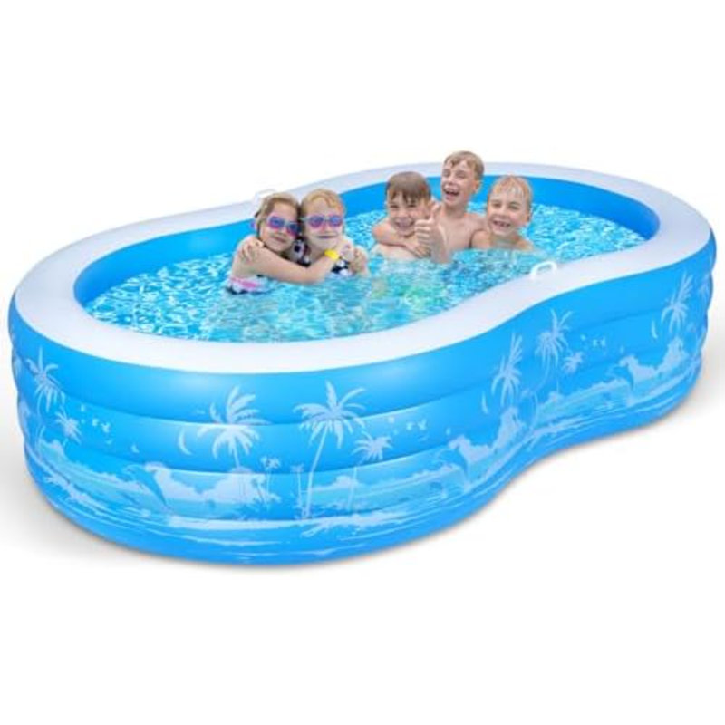 Inflatable Swimming Pool, 102” X 63” X27” Full-Sized Large Inflatable Pool With Seats Handles, Extra Large Blow Up Durable Thickened Pools For Outdoor, Garden, Backyard.