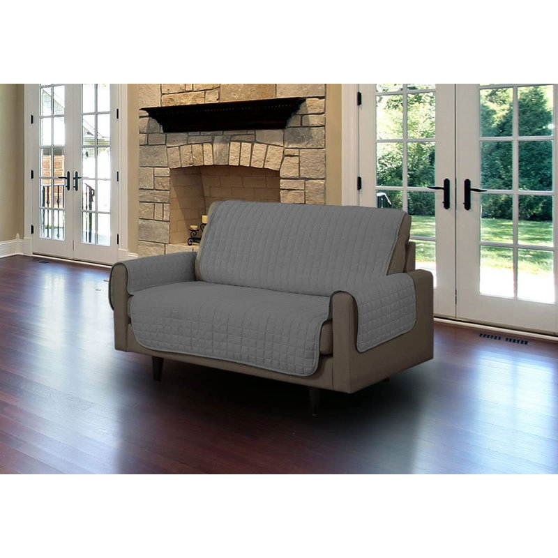 Housse pour causeuse à coussins carrés/rectangulaires suédé, Microfibre grise
