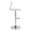 Tabouret de bar réglable avec pivot en métal chromé, bois naturel et similicuir crème avec repose-pieds arrondi en T - ensemble de 2