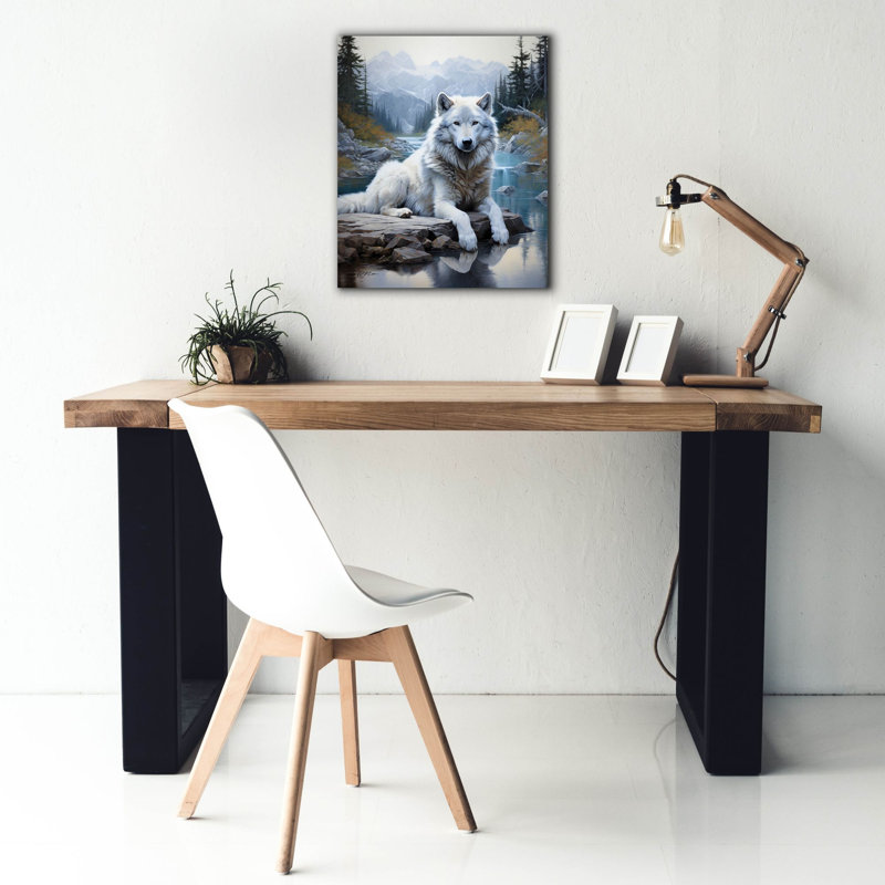 Toile épique «White Wolf Parmi La Glace» par Momart, H 24 po x l 20 po x P 0,75 po