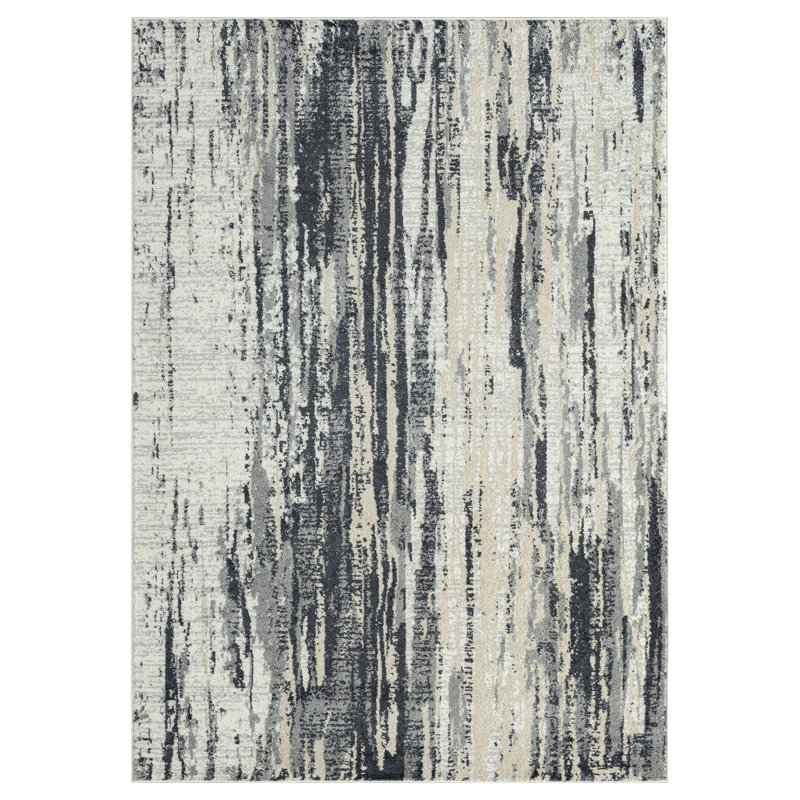Tapis gris à motif abstrait Roselare, Rectangle 5 pi 3 po x 7 pi 6 po