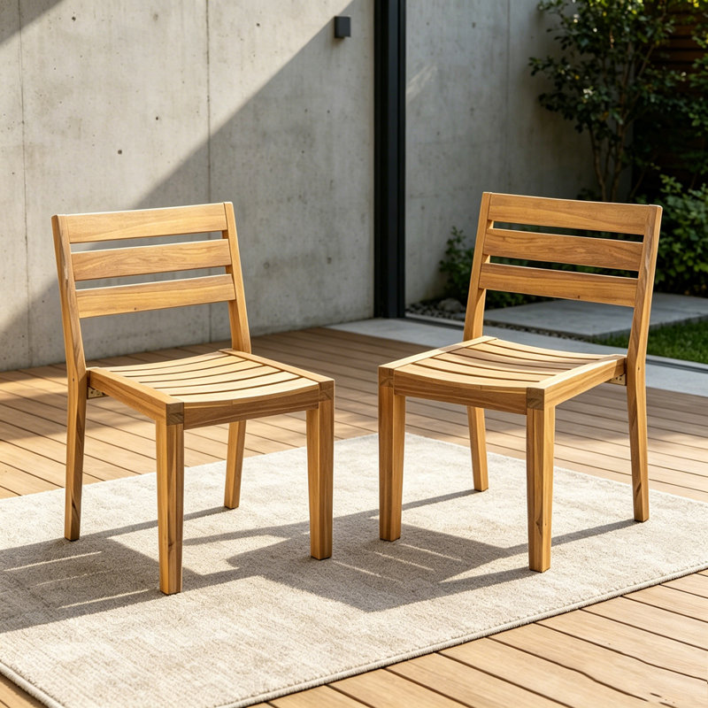 Chaise d'appoint d'extérieur en bois d'acacia