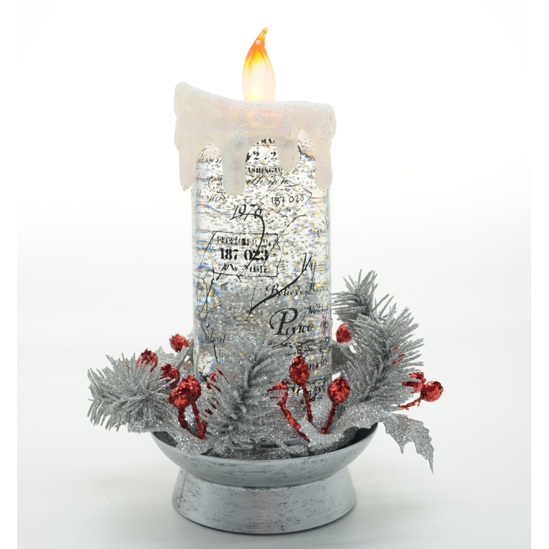 Bougie sans flamme del de décoration led, Neige / argent / rouge