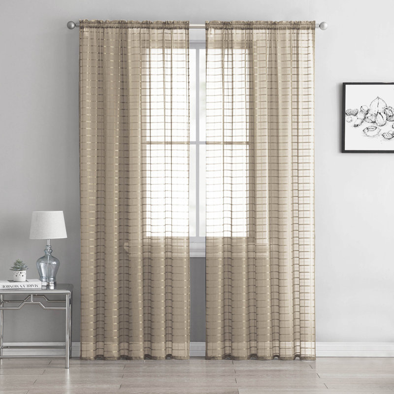 Bernardita Sheer Curtain Pair, Taupe