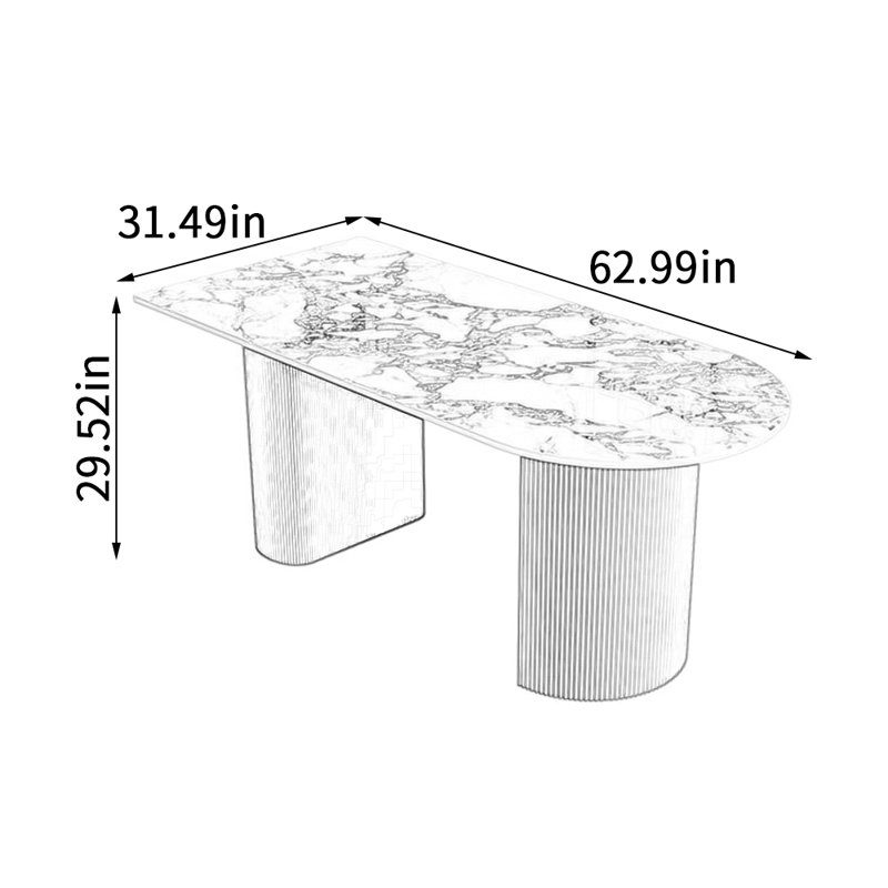 Table de salle à manger Modern, H 29,52 po x L 62,99 po x l 31,49 po