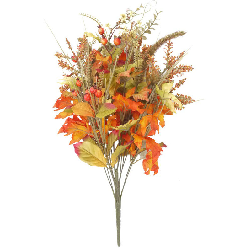 Autumn Harvest 25" Artificial Maple Leaves and Berries Arrangement