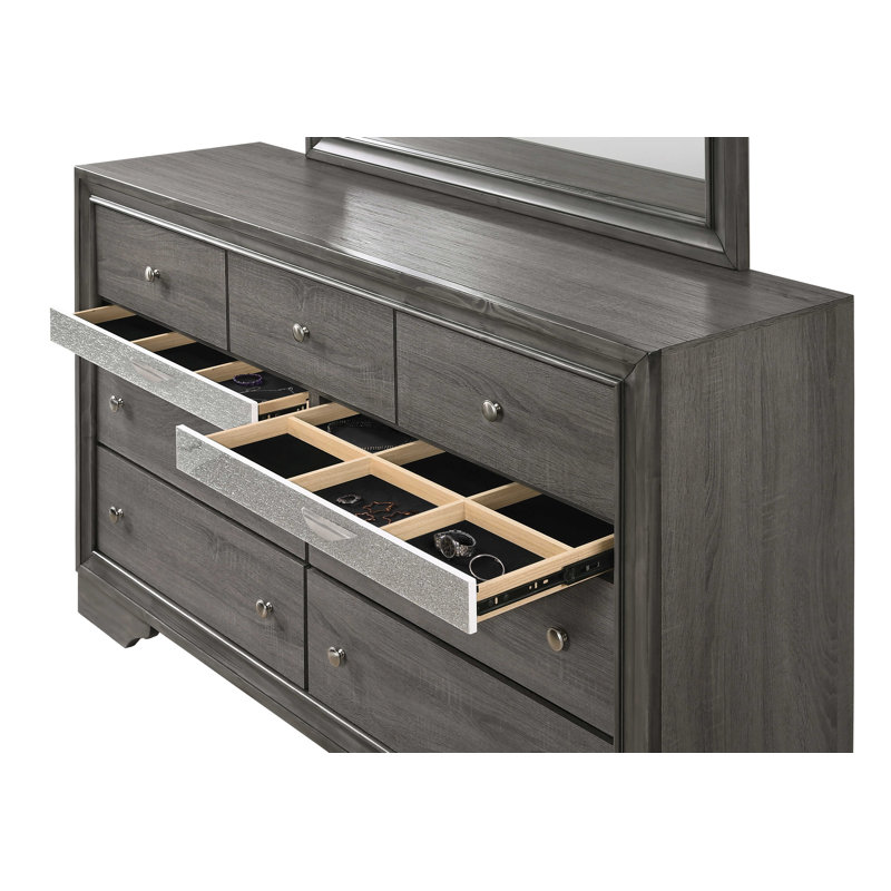 Commode 9 tiroirs Sepviva, Gris