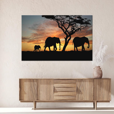 «Elegant Sunset Elephant Art», impression décorative safari, 1P