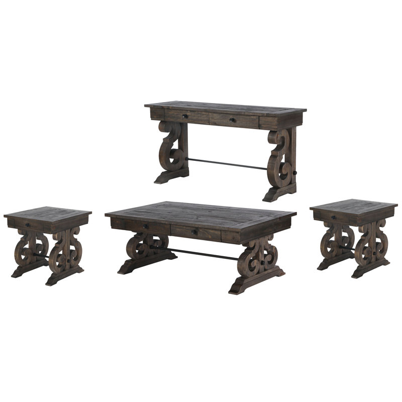 Aylor Rectangular Cocktail Table With 2 End Table And Rectangular Sofa Table, Gray