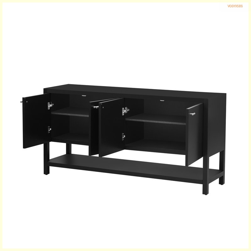 U-Style Functional Entryway Console Table with Ample Storage,Suitable for Study,Entrance and Living Room, Black