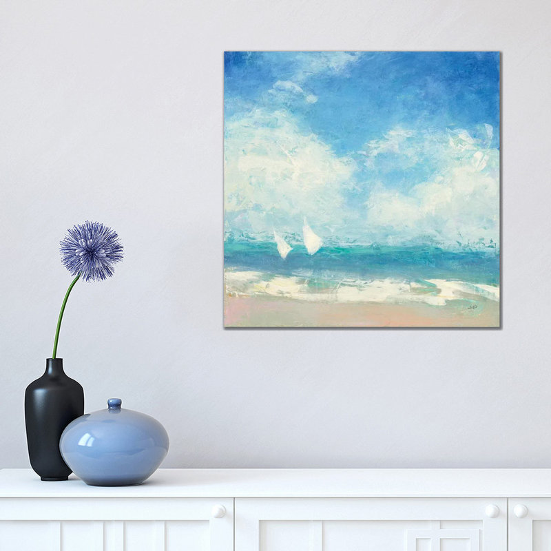 Rounding the Buoy 1 Piece Wrapped Canvas Wall Art, 45.72 cm H x 45.72 cm W x 3.175 cm D, Blue/Beige