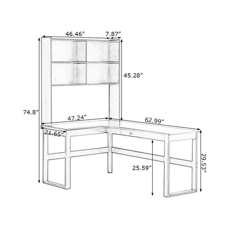 Bureau rectangulaire en bois massif et manufacturé avec 1 tiroir Cerise, H 29,53 po x l 62,99 po x P 47,24 po, Cerise