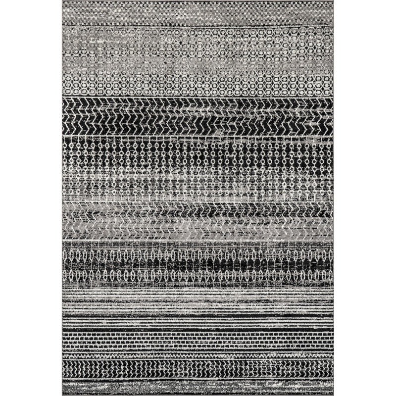 Canizales Striped Area Rug for Living Room Bedroom Dining Room Kitchen, Dark Grey/Ivory, Rectangle 3' x 5'