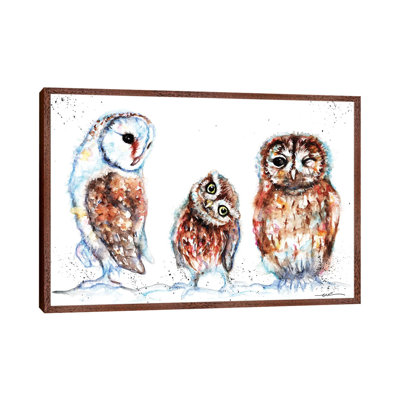 Trio Of Owls - Painting on Canvas