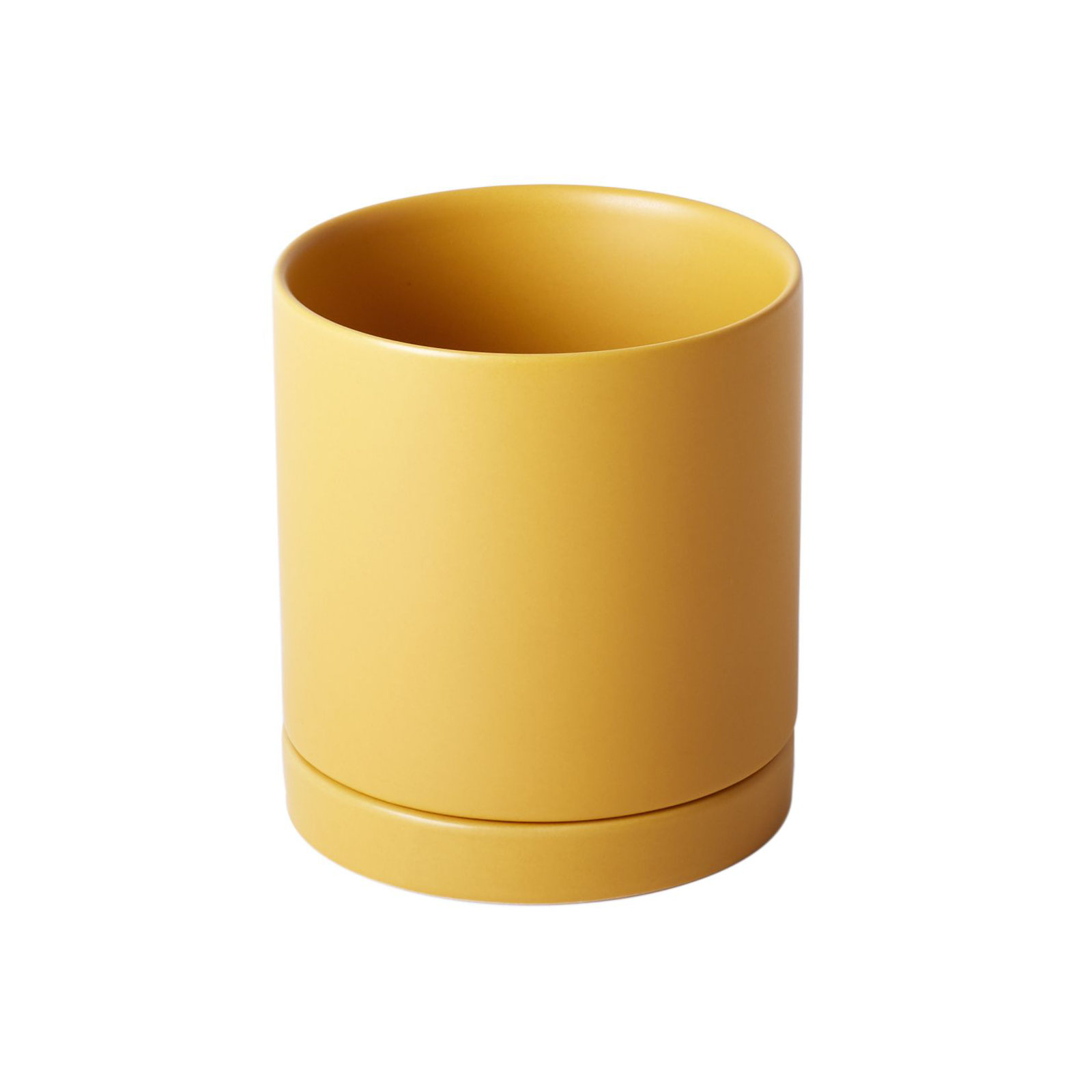 Carlotta Ceramic Pot Planter, Ochre, 4.75" H x 4.25" W x 4.25" D