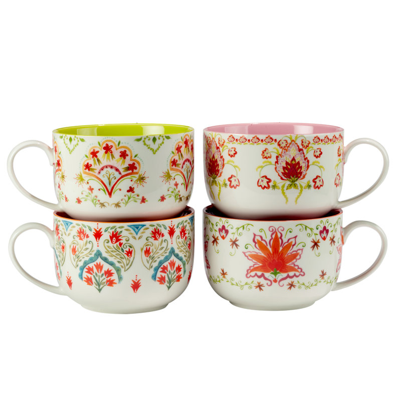 Certified International Francesca Set Of 4 Jumbo Cups 4 Asst