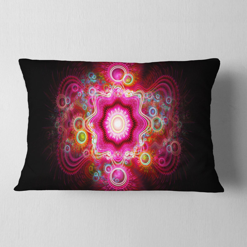 Fleur fractale rose vif - coussin abstrait imprimé