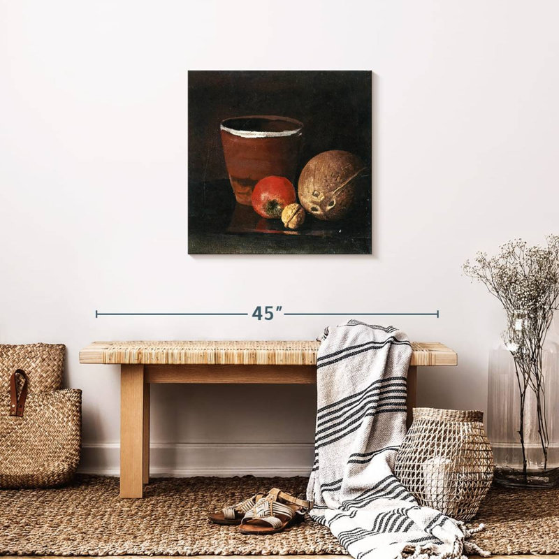 Pot à pomme, noyer et noix de coco, 24" H x 24" W