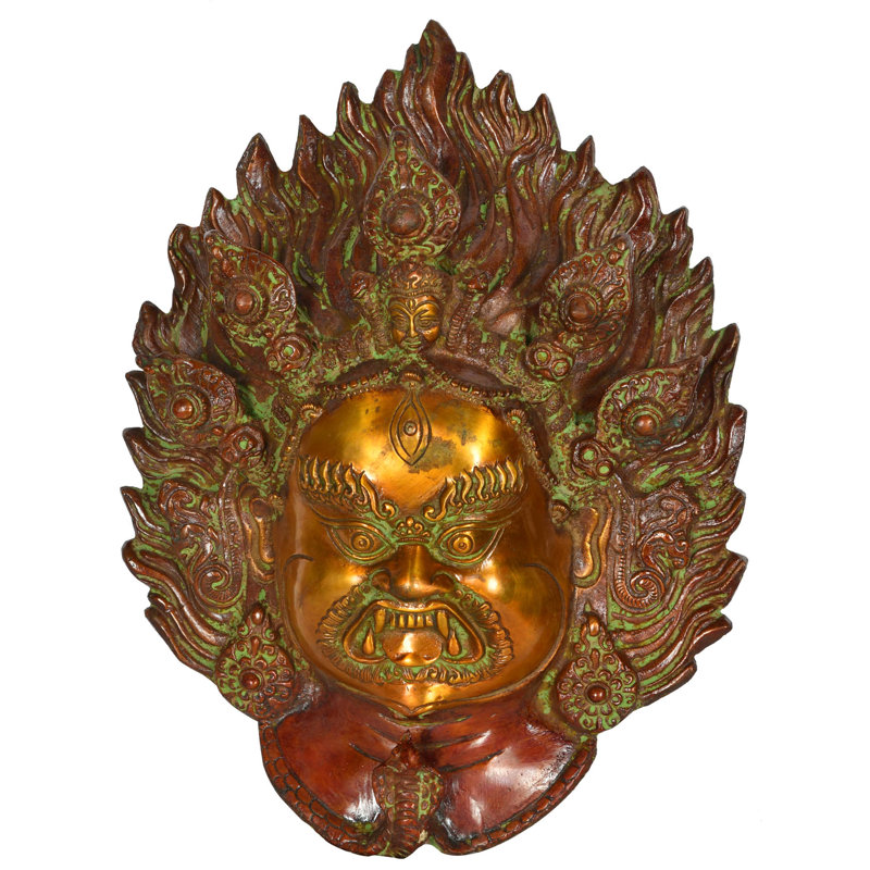 Masque de divinité bouddhiste tibétain Mahakala (Tenture murale)
