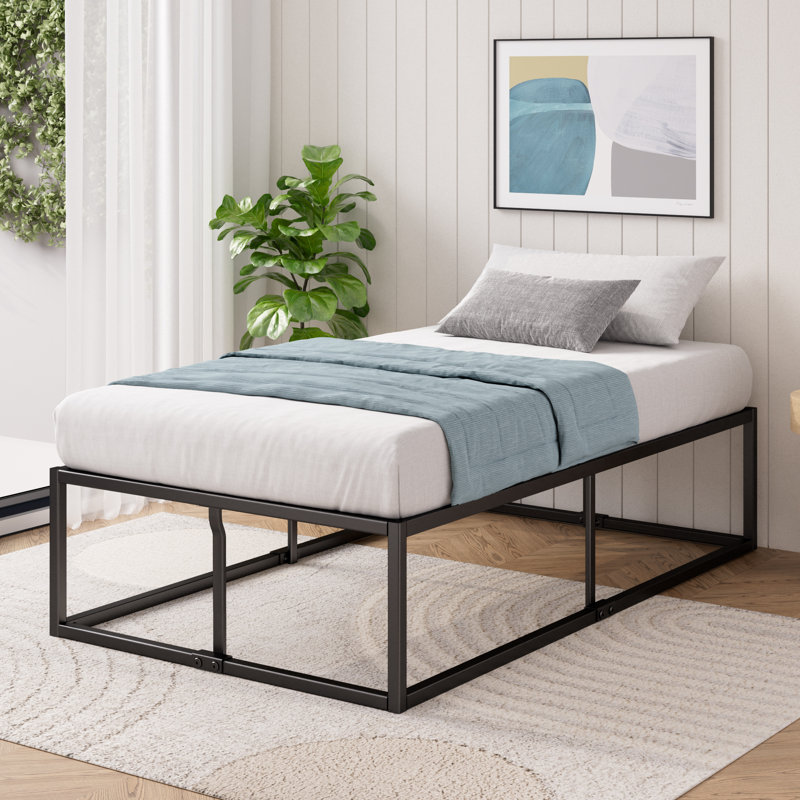 Dekker Metal Platform Bed with Wooden slat support , Black, Single (3')