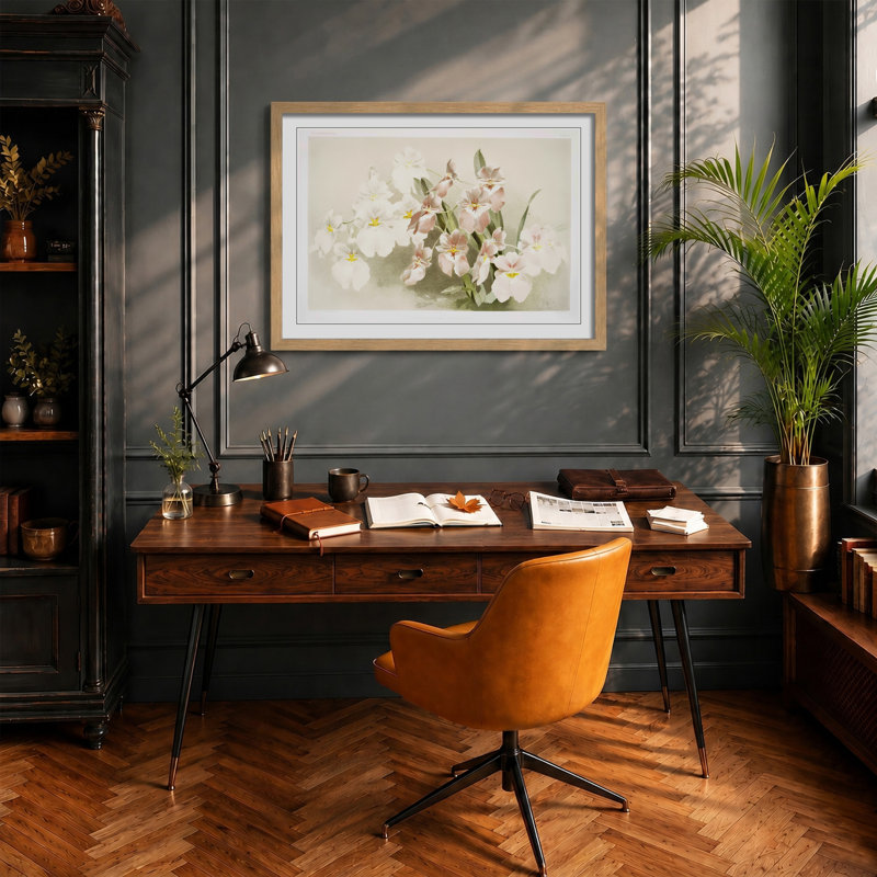 Magnolia Flowers Illustration Tab. 29 by Frederick Sander - Picture Frame Painting Print, 36cm H x 48cm W x 2cm D, Oak Framed