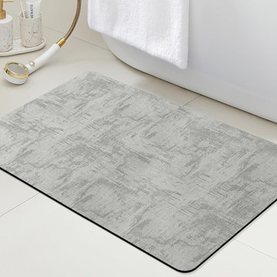 Tapis de bain antidérapant, tapis de salle de bain minces ajustables sous la porte, tapis de bain à séchage rapide, tapis de bain lavables à la machine pour salle de bain, baignoire et cuisine, baignoire, gris clair / marbre / 24 x 16