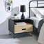 Table de chevet de chambre à coucher en chêne et noir, système de tiroir en métal noir pour la chambre à coucher, utilisation efficace de l'espace