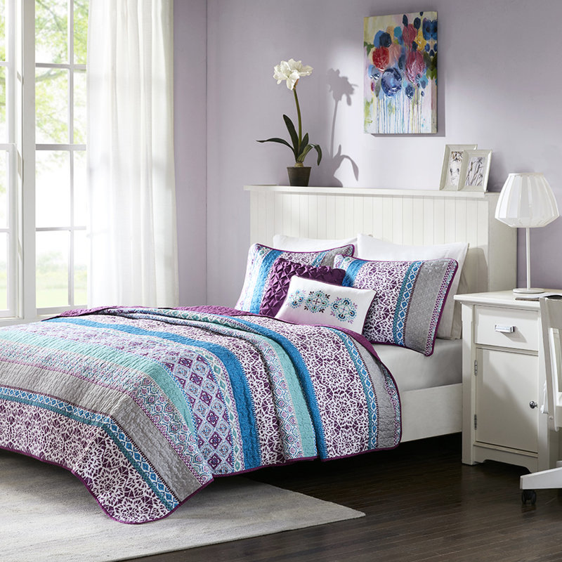 Literie réversible pourpre doux avec coussins - Drap de lit Serenity Chic