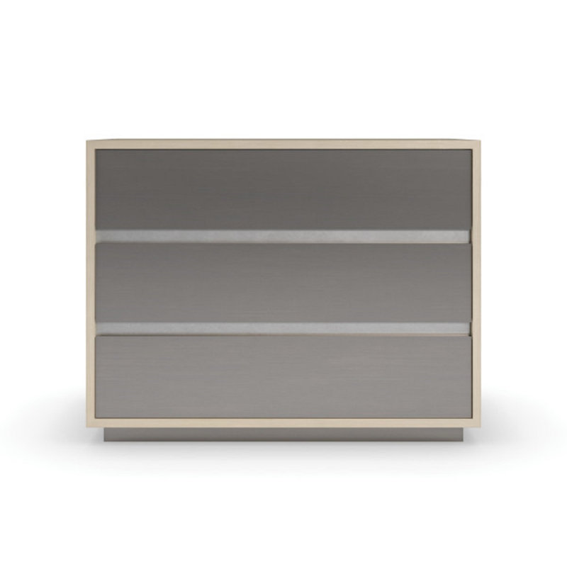Da Vita 3 - Drawer Solid Wood Nightstand, Gray