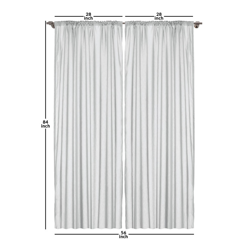 Blue and White Geometric Pattern Rod Pocket Curtain Panels, 28" x 84"