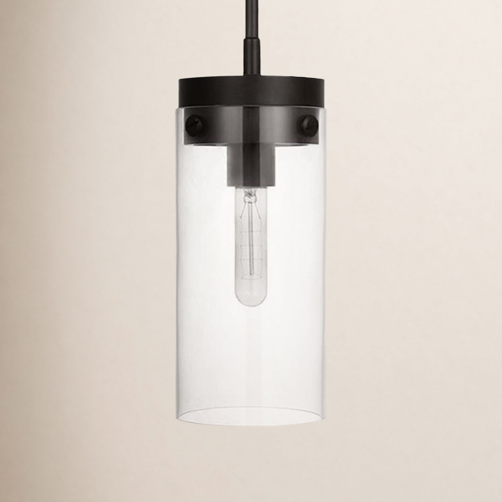 Single Light Glass Steel Dimmable Pendant
