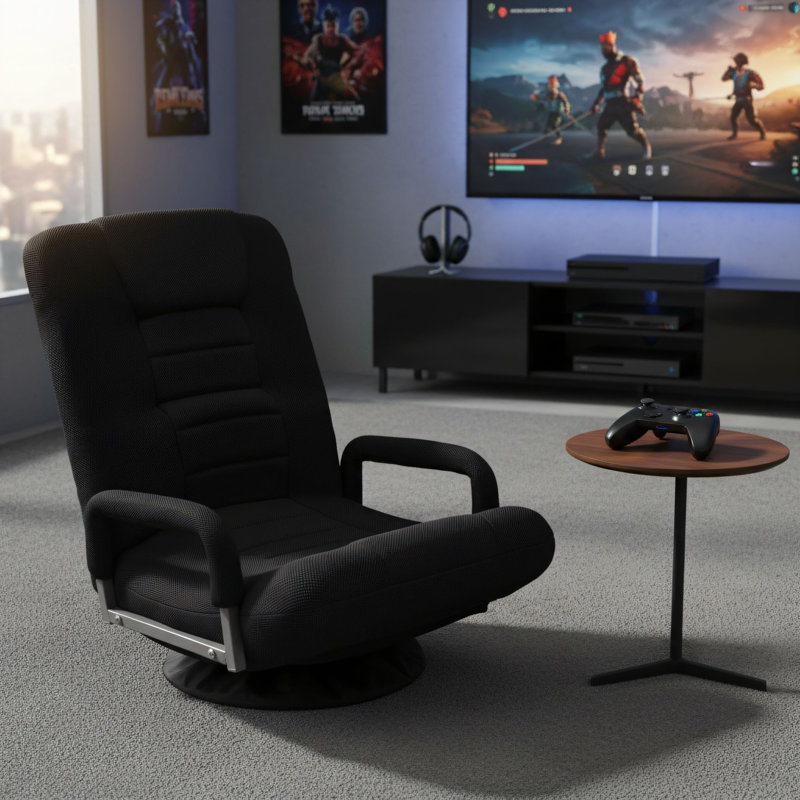 Cool Black Multi-Functional Folding Rocking Chair, 360° Rotating, With Lumbar Support Armrests And Adjustable Backrest, Super Comfortable For Gaming, Watching Movies, And Reading.