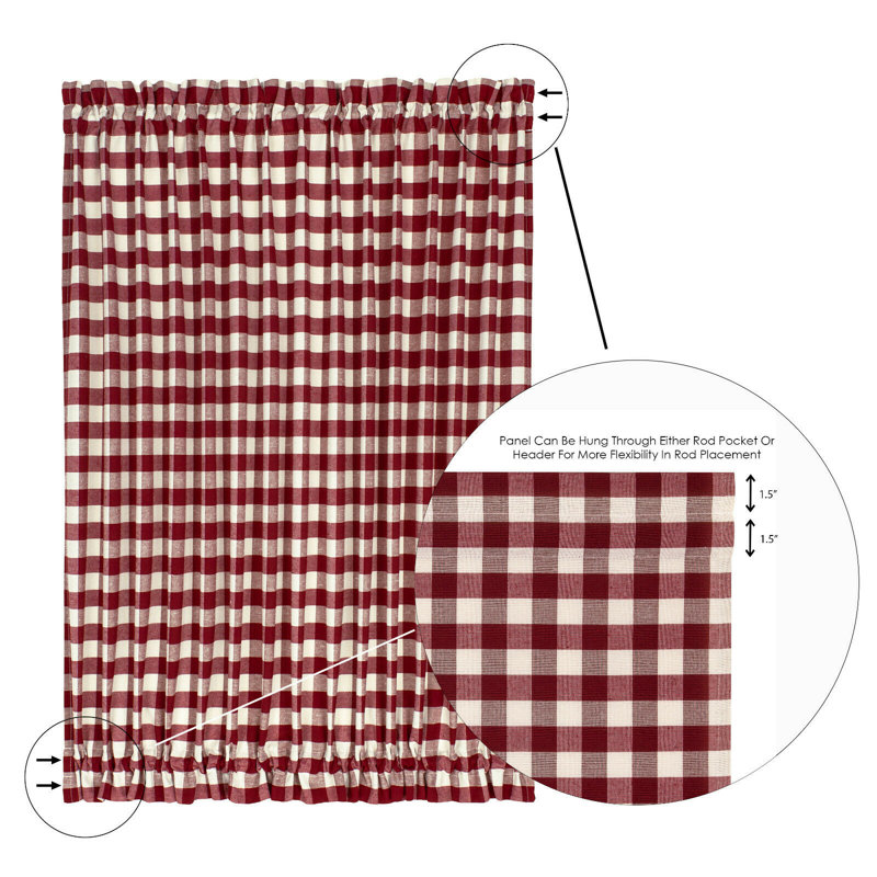 Ikuhiro Semi Sheer Curtain Single Panel, 54" W x 72" L, Burgundy