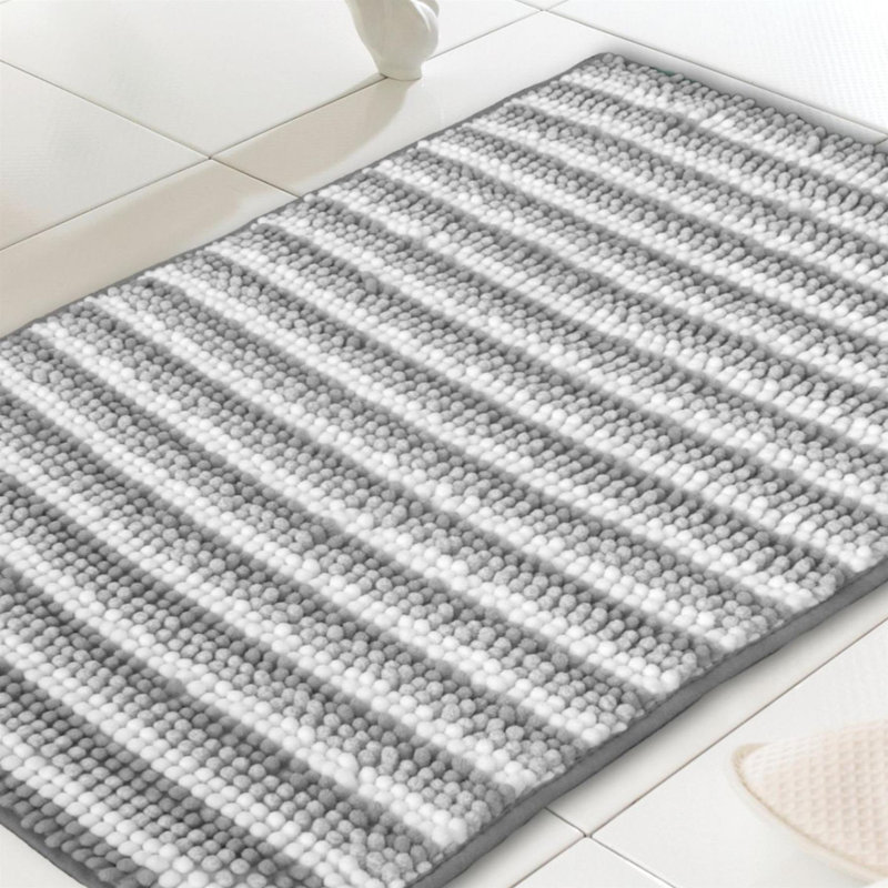 Bath Mat, Grey Striped