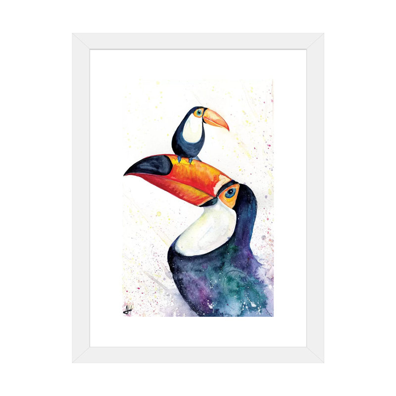 Décoration murale pour enfants Toucan, H 32 po x l 24 po x P 1 po, Papier encadré blanc