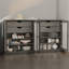 Buffet 100% bois massif 64 po avec portes en verre givré, 4 tiroirs et tablettes réglables-1531354654