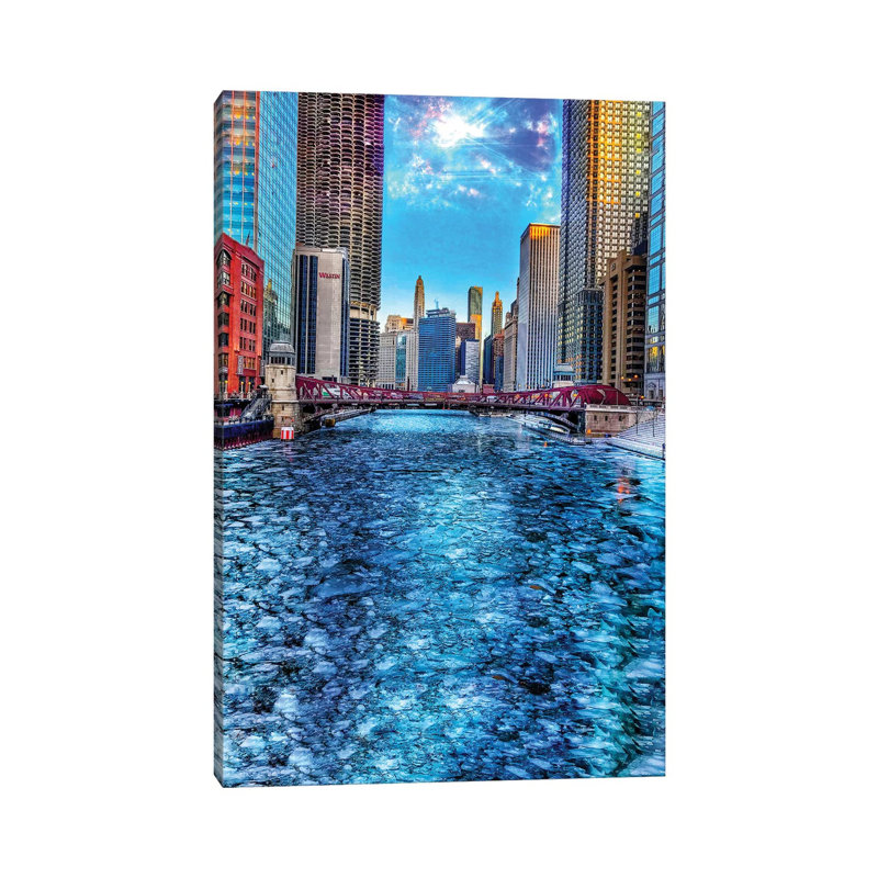 Rivière de glace, H 40 po x l 26 po x P 1,5 po, Toile tendue