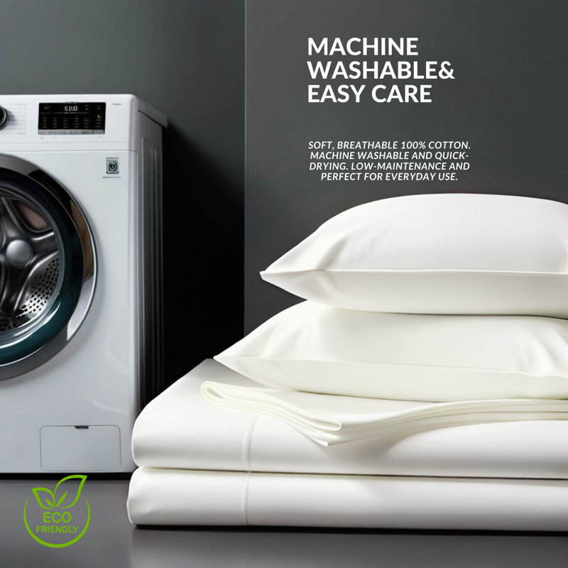 Ensemble de draps 4 pièces Luxury, Ensemble de draps pour grand lit avec 2 taies d'or, Ivoire