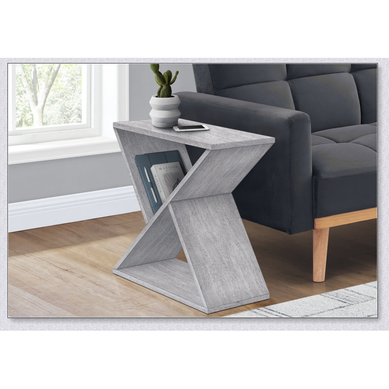 Table d'appoint contemporaine en placage gris délavé, parfaite pour les petits espaces dans les chambres et les salons