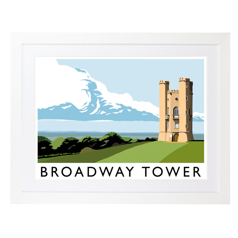 Broadway Tower by Richard O'Neil - Print, Black Wood Frame, 33.5 cm H x 43.5 cm W x 2.2 cm D