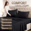 Ensemble de draps 4 pièces Beddora Grand noir - microfibre double ultra douce, drap-housse à poches profondes, infroissable et résistant à la décoloration, literie de qualité hôtelière, respirante et durable-126702189-126702194