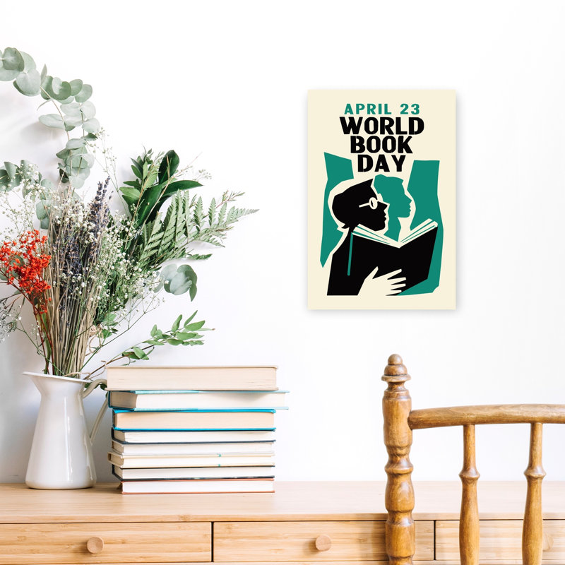 «April 23 World Book Day», reproduction d'art murale contemporaine, H 18 po x l 12 po